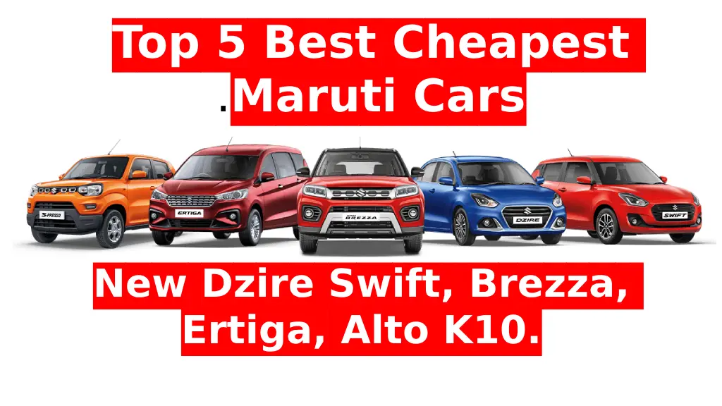 Top 5 Best Cheapest Maruti Cars New Dzire Swift, Brezza, Ertiga, Alto K10.