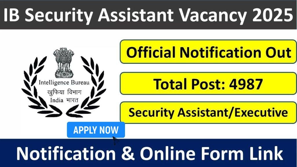 IB Security Assistant Recruitment 2025 β Apply for 4987 Posts IB Security Assistant Recruitment 2025