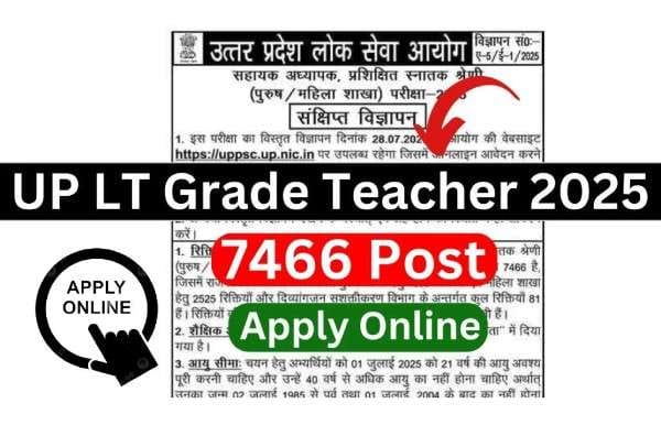 UP Teacher Recruitment 2025 Apply Online LT Grade {7466 Post} UP Teacher Recruitment 2025 Apply Online